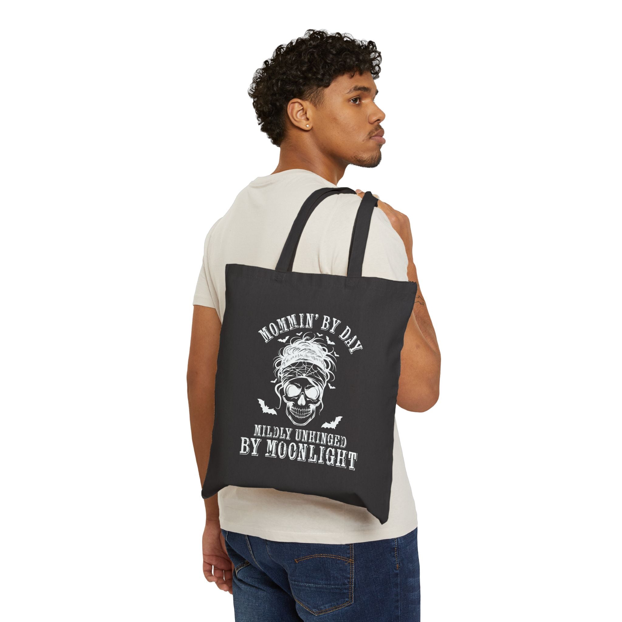 Tote Bag — “Mommin’ By Day, Mildly Unhinged By Moonlight” Skull Tote
