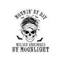 Mommin’ by Day, Mildly Unhinged by Moonlight Skull Mom Kiss-Cut Sticker