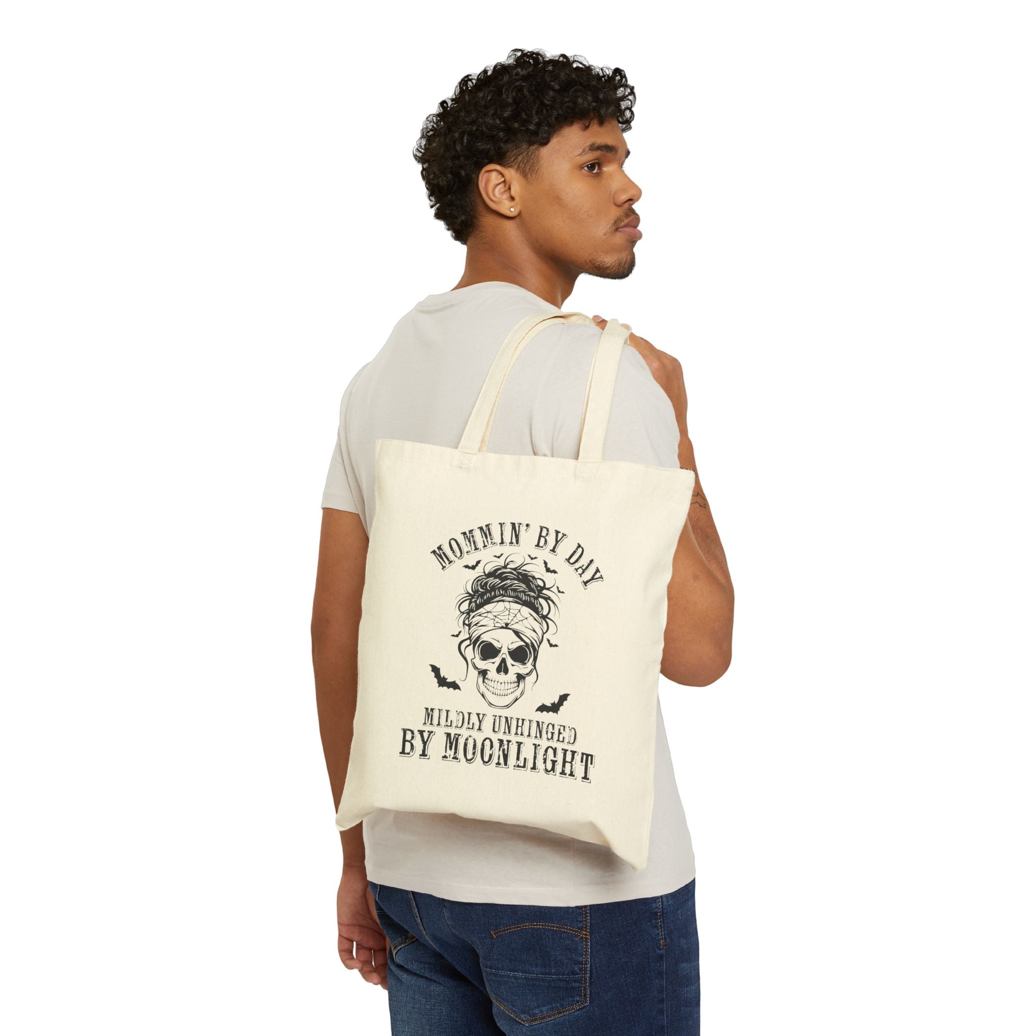 Tote Bag — “Mommin’ By Day, Mildly Unhinged By Moonlight” Skull Tote